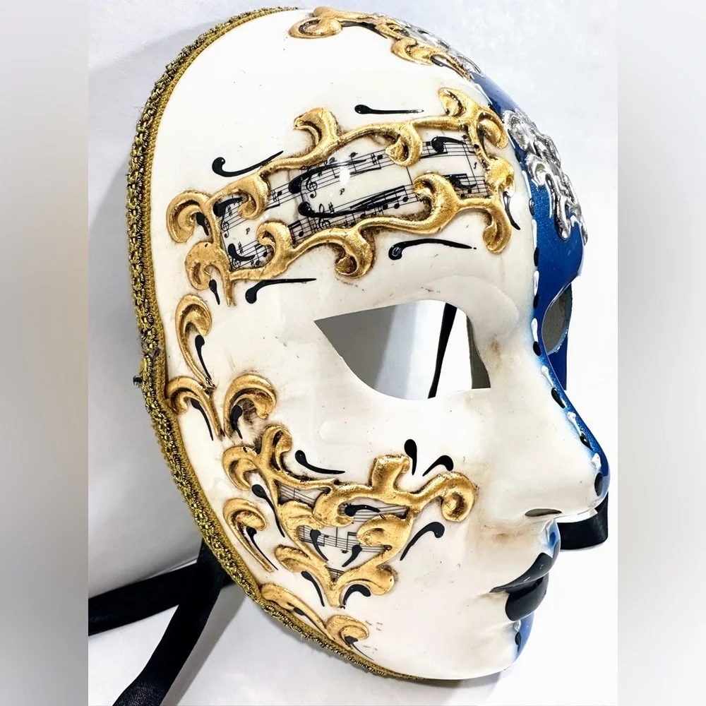 Venetian Mask - Volto Day Night Blue & Gold Genuine 930 VG